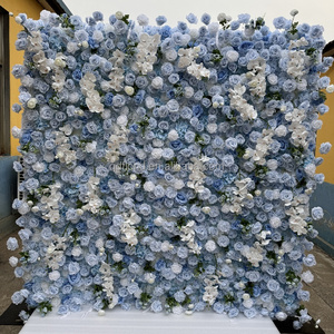 Décoration de fond de scène de mariage personnalisée J36, toile de fond florale en soie artificielle blanche pure de 8 pieds, toile de fond de <span class=keywords><strong>fleurs</strong></span> artificielles - Product Image 2
