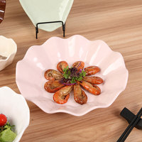 Ensemble de 38 assiettes de présentation en mélamine HCMA, motifs floraux, carrées et rondes, pour mariage, cuisine, salades, steaks, desserts, forme ondulée