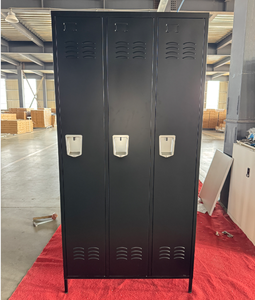 Black Modern 3-Door Steel Wardrobe Locker with <b>Square</b> <b>Key</b> Lock and Clothes Hook New Design Metal Locker with Feet Leg - Product Image 2