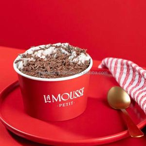 Contenedores desechables compostables de 880 ml (31 oz) con tapa, vasos de papel para helado con relieve y asa. - Product Image 2