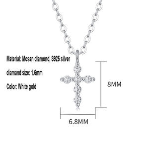 S925 Sterling Silver Fine Jewelry Mossan Diamant Croix Chaîne Charme Pendentif Collier Pour Mariage - Product Image 4