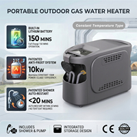 Chauffe-eau portable sans fil double alimentation (électrique/gaz) écologique avec douchette en nylon pour camping en extérieur et lavage de chevaux