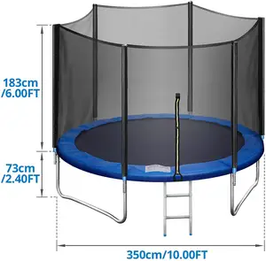 10FT Garden Trampoline With Safety Enclosure Net Combo Bounce Jump Outdoor Fitness PVC Spring Cover Padding Kids Trampoline