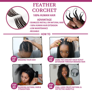 ผมโครเชต์แบบแยกส่วนสำเร็จรูป 100% ผมแท้เวอร์จิ้นแบบดิบ ต่อผมลอนบอดี้เวฟ เฟเธอร์ไลน์ ผมแท้ 100% - Product Image 4