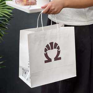 Emballage personnalisé pour la livraison de nourriture à emporter, sac en papier kraft imprimé avec votre propre logo - Product Image 4