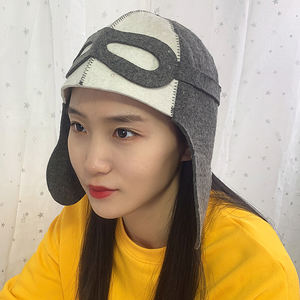 Chapeau <span class=keywords><strong>de</strong></span> sauna en feutre <span class=keywords><strong>de</strong></span> laine <span class=keywords><strong>de</strong></span> style aviateur, <span class=keywords><strong>bonnet</strong></span> <span class=keywords><strong>de</strong></span> <span class=keywords><strong>bain</strong></span> à vapeur thermique, design pilote <span class=keywords><strong>vintage</strong></span>, accessoires <span class=keywords><strong>de</strong></span> sauna confortables et chauds OEM - Product Image 3