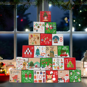 クリスマスアドベントカレンダーボックス <span class=keywords><strong>7cm</strong></span>角 1-24日カウントダウンギフト 即日発送 チョコレート キャンディー クッキー マットラミネート加工 スポンジ入り - Product Image 3