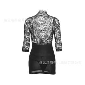 Secretária <span class=keywords><strong>Sexy</strong></span> Tentação Uniforme Deep V Neck Lace See-Through Apertado Bodycon Vestido Lingerie Para As Mulheres - Product Image 5