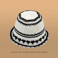Automne hiver tricoté bloqué seau chapeau pour femmes à la mode dôme chaleur doux et polyvalent laine pêcheur chapeau
