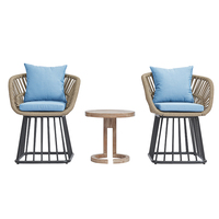 Ensemble de table et chaises de salle à manger de luxe 3 Pcs Patio Aluminium Moderne Balcon Ensemble de tables et chaises de loisirs pour café en métal