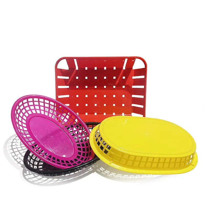 Oval Plastic Fast Food Basket For Restaurant Chips Fruit Burger Bread Serving Basket