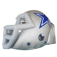 Casque de football gonflable géant personnalisé, tunnels à traverser, tente, casque de football gonflable argenté pour match de football