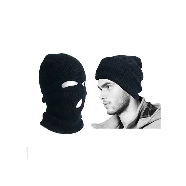 Gorro balaclava de malha acrílico 3 furos, aquecedor de inverno 100%