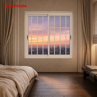 Fenêtre coulissante horizontale à deux panneaux en verre avec grille, options de couleur pour salon, chambre, villa