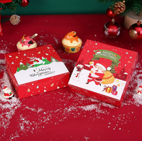 Boîte de Noël carrée à couvercle rabattable pour pâtisseries, emballage cadeau pour biscuits du Père Noël et flocons de neige, boîte à emporter pour bonbons