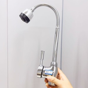 Grifo de cocina universal de aleación con punta en T, monomando, de montaje en cubierta, flexible, con válvula mezcladora - Product Image 4