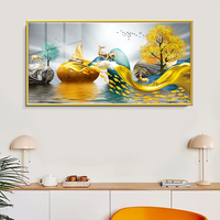 Peinture moderne simple de style nordique en porcelaine cristal paysage lumineux de luxe avec cerf doré pour la décoration de salon