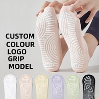 Chaussettes de Pilates professionnelles personnalisables en coton rayé antidérapantes pour femmes, respirantes, en maille, pour yoga, gym, fitness, danse, coupe basse, pour jeunes