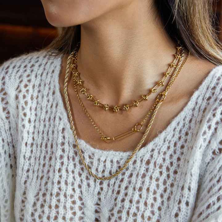Modern Trendy Minimalist Stainless Steel Color-Block Twisted Chain ...