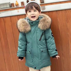 <span class=keywords><strong>Parka</strong></span> mi-longue pour garçons avec grande capuche <span class=keywords><strong>en</strong></span> fourrure, épaisse et chaude, rembourrée, veste d'hiver - Product Image 3
