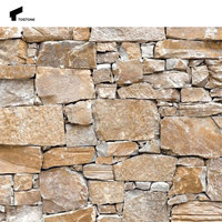 Pierre de parement en pierre calcaire beige naturelle Tostone, durable et économique, pour cheminée de villa de luxe à surface fendue
