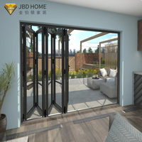 Système de porte patio pliante en aluminium robuste, résistant aux ouragans, avec verre, pour balcon, jardin, extérieur, à rupture de pont thermique, NFRC