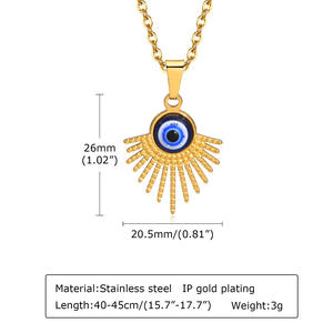 Kalung Liontin Mata Kalkun Biru Berlapis Emas 18K Baja Tahan Karat Perhiasan Dalam Jumlah Besar - Product Image 2