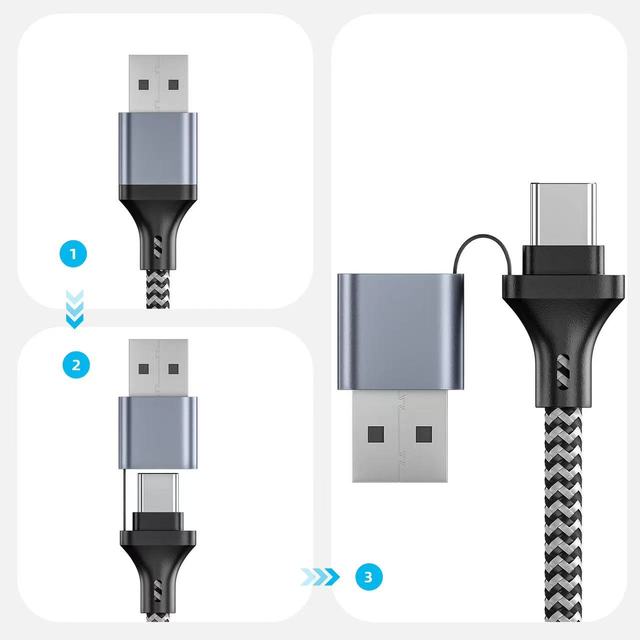 BOFAN Double HUB USB Coaxial Cable Fast Charging UL2725 for PVC Braided Gold-Plated Terminals CE ROHS FCC 0.3M Length