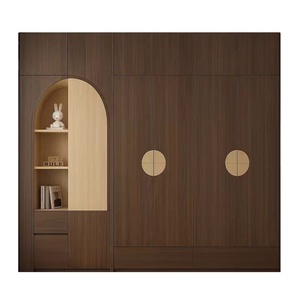 Armoire de chambre contemporaine minimaliste avec étagère ouverte cintrée, dressing de luxe pour villa - Product Image 1