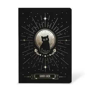 Stationery Custom A5 Matte Cover Black Cat Lined Paper Journal Notebook With No Ghost For Easy Notes-Taking Carry-with