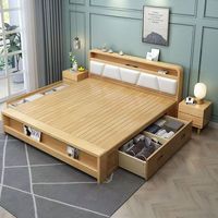 Cadre de lit king-size moderne en bois massif avec rangement multifonctionnel, approvisionnement direct usine, personnalisable, fabricants en gros