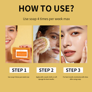 Hot Sale Pores Shrinking Moisturizing Brightening Bar Oil Controlling Turmeric Kojic Acid Cleansing <b>Soap</b> - Product Image 5