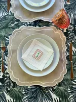 Beige Tischsets für Esstisch, Neutrale Elegante Leinen-Tischsets mit Stickerei, Gastfreundschafts-Geschenk für Alle Anlässe, Tischdekoration