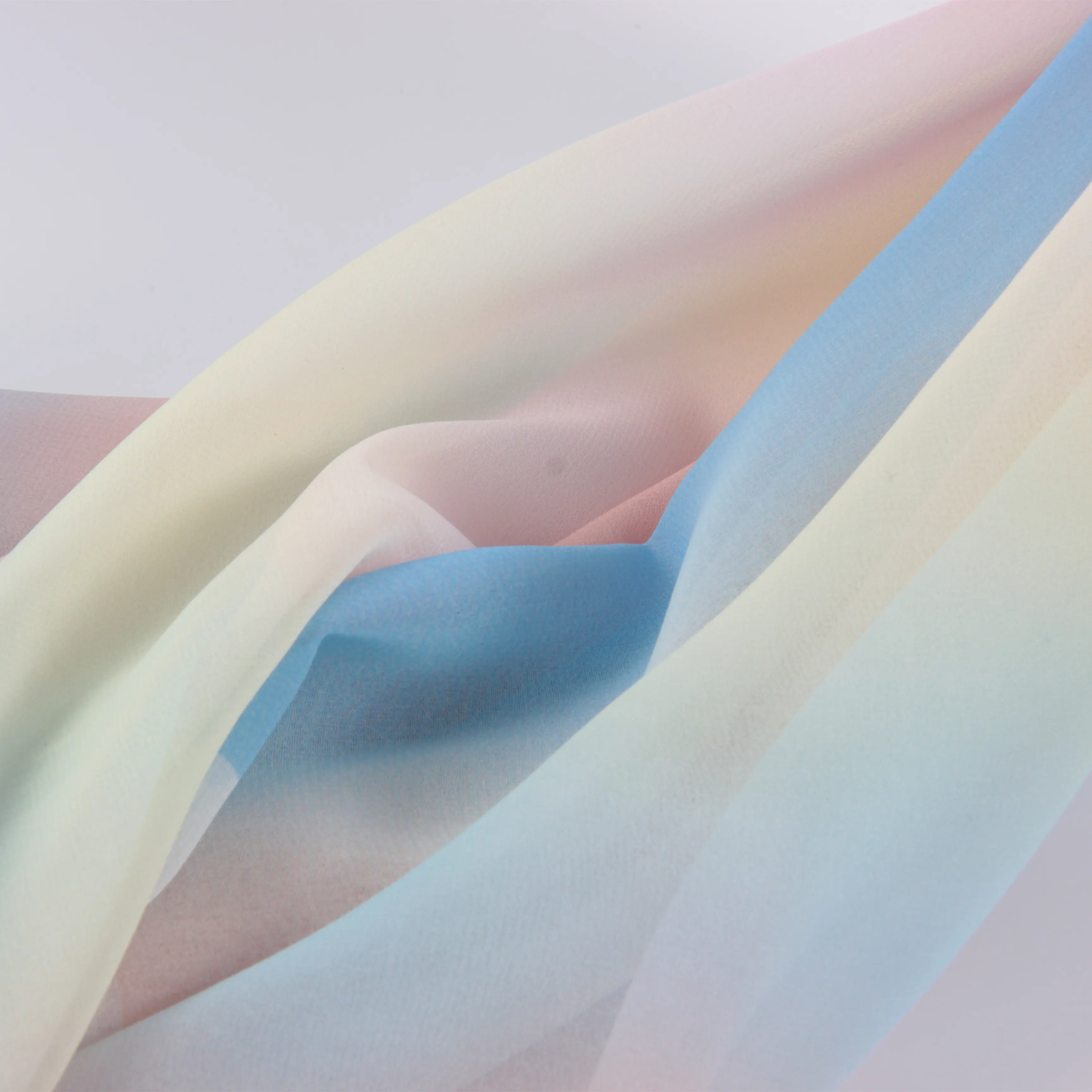 Belo gradiente íris ombre impressão chiffon tecido de poliéster impresso tecido chiffon para o vestido de roupas saia de balé