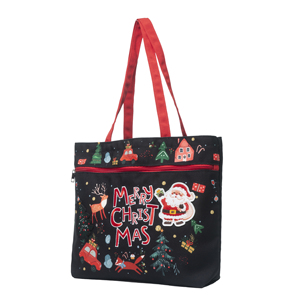 2025 New Style Christmas <b>Personalised</b> High Quality Heavy Weight Strong Handle Shoulder Embroidered Canvas Tote <b>Bag</b> with Zipper - Product Image 4