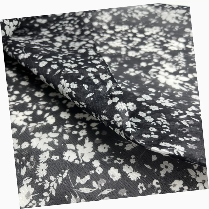 New Latest Fashion Soft Silk Organza Jacquard Fabric Mulberry Floral 100% Silk Original For Christmas Clothes Scarves Wedding