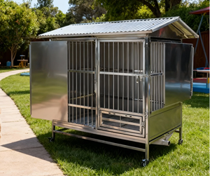 Caseta para Perros de Acero Inoxidable para Exteriores, Transpirable, Fácil de Limpiar, Duradera, Móvil, Clásica y Moderna - Product Image 1