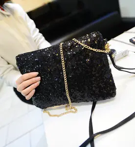 New Design Allover Sequin Ladies Evening Clutch Bags Square Fancy handbags for women