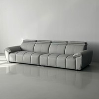 Ensemble de canapés modulaires de luxe au design européen moderne, en similicuir écologique, inclinables, pour salon, avec éléments en bois