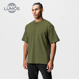 Camiseta Deportiva de Algodón para <span class=keywords><strong>Hombre</strong></span>, Estilo Americano, Holgada, de Color Sólido, Talla Grande, para Entrenamiento Físico, Cuello Redondo, Manga Corta - Product Image 1