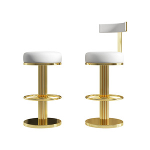 <span class=keywords><strong>Silla</strong></span> de Barra Moderna con Base Metálica Ajustable y Giratoria, <span class=keywords><strong>Silla</strong></span> Alta de Cuero de Lujo para Barra o Mostrador - Product Image 2