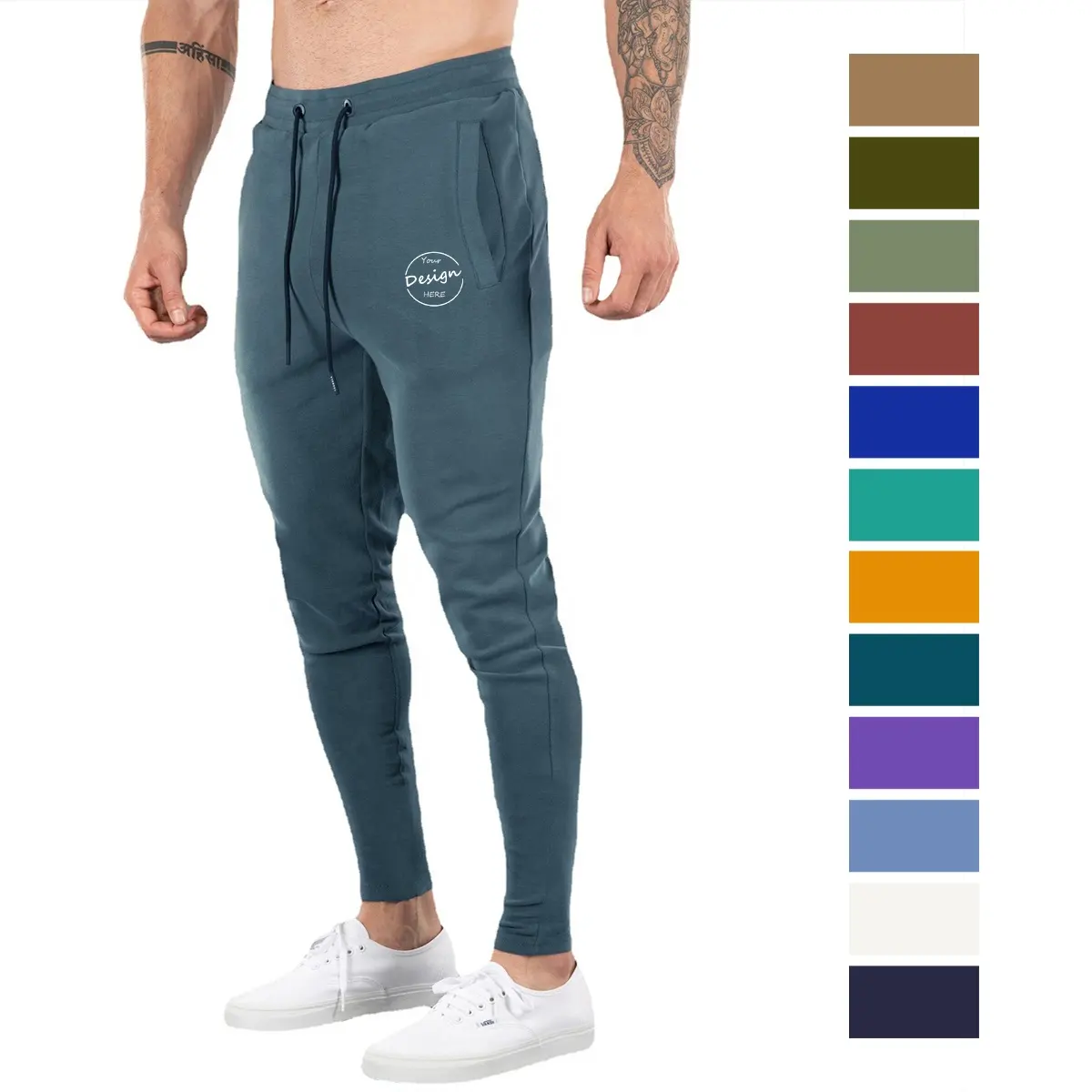 Athletic Mens Joggers Pants Embroidery Patch Slim Fit Wholesale High Quality Luxury Running Sports Sweatpants With Pockets