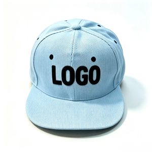 Gorra de Béisbol Personalizada al por Mayor con Logotipo, Gorra Snapback de Pana a Rayas de 6 Paneles con Visera Plana, Estilo Hip Hop, Bordado en Color Pantone - Product Image 2
