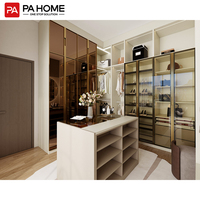 PA personnalisé moderne luxe du sol au plafond en cuir walk in closets en aluminium porte en verre placards modulaire chambre garde-robe