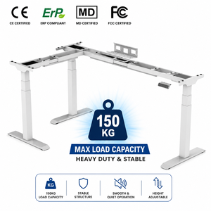 โครงโต๊ะปรับระดับได้รูปตัว L แบบ 3 ขา รุ่น <span class=keywords><strong>FlexiSpot</strong></span> E7L ของ Loctek รองรับน้ำหนักได้ 150 กก. สำหรับใช้ที่บ้านและสำนักงาน - Product Image 1