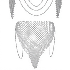 Gilet en maille d'acier inoxydable plaqué argent, forme irrégulière, vêtement de mode, armure, design métallique soudé - Product Image 4
