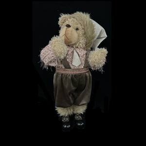 Ours en peluche mâle avec salopette et cravate, 55 cm de haut - Product Image 1