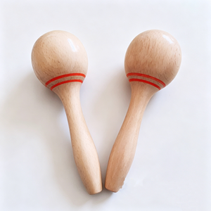 Wholesale Wood Maracas Shaker Hand Rattle Percussion <b>Musical</b> <b>Instrument</b> Educational Toy for Grasp Sight Listen Training Toy - Product Image 1