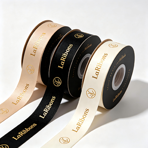 Factory Wholesale Custom Logo Gold Stamp Mini Emblem Grosgrain <b>Ribbon</b> Multi Solid Color Gift Packaging <b>Ribbon</b> for Gift Suppliers - Product Image 4