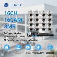 Système de 16 caméras 4COVR, 16 canaux, 4K PoE, surveillance CCTV professionnelle, détection de visage par IA, double éclairage, couleur intégrale, audio bidirectionnel